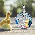 wholesale 925 Sterling Silver Duck Tree of Life Pendant Necklace for Women Girls Gifts 45cm Chain Length Blue Crystal Stone Charm Fashion Jewelry Accessories-0-4
