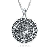 wholesale 925 Sterling Silver Sagittarius Zodiac Sign Necklace with Cubic Zirconias and Black Enamel for Women Girls Astrology Gift 48 Chain Length-Sagittarius