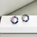 TOUPOP Sterling Silver Crystal Stethoscope Stud Earrings-0-3