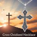 wholesale 925 Sterling Silver Celtic Cross Pendant with Black Onyx Stone - Christian Irish  for Men Women-0-2