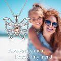 wholesale 925 Sterling Silver Mom Necklace with Butterfly Pendant and Heart Charm Mother's Day Gift from Daughter or Son-0-4