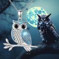 wholesale 925 Sterling Silver Blue Owl Pendant Necklace for Women s-0-5