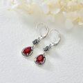 wholesale 925 Sterling Silver Red Austrian Crystal Antique Rose Drop Earrings-0-2