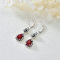 wholesale 925 Sterling Silver Red Austrian Crystal Antique Rose Drop Earrings-0-2