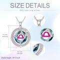 wholesale TOUPOP Valentine's Day Gifts For Her Zodiac Necklace For Women Sterling Silver Constellation Pendant With Circle Crystal Horoscope Sign Astrology Birthstone Birthday Jewelry Gifts For Women Her Mom -0-5