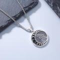 wholesale 925 Sterling Silver Viking Wolf with Moon Phases Pendant Necklace for Men & Women-0-1