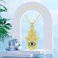 TOUPOP 14k Gold Hamsa Evil Eye Necklace, Star of David Pendant-0-1