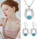 wholesale 925 Sterling Silver Horseshoe Turquoise Western Drop Earrings for Women-0-4