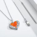 wholesale 925 Sterling Silver Orange Opal Heart with Wings Pendant Necklace - Dainty  for Women-0-2
