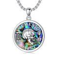wholesale 925 Sterling Silver Memento Mori Skull Hourglass Abalone Shell Oval Pendant Necklace-0-0
