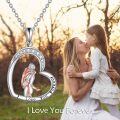 wholesale 925 Sterling Silver Heart-Shaped Pendant with Cubic Zirconia and Rose Gold Plating - I Love You Forever Mother-Daughter Necklace Gift for Mom-0-5