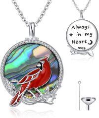 wholesale Sterling Silver Cardinal Pendant Necklace Memorial Sympathy Gift for Women Mom Wife-9-Round Urn Cardinal