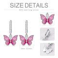wholesale 925 Sterling Silver Pink Enamel Butterfly Drop Huggie Hoop Earrings for Women - 6 Designs-0-4