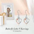 wholesale TOUPOP Rose Heart Earrings For Women Sterling Silver Butterfly Initial V Letter Drop Dangle Earrings Anniversary Birthday Christmas Jewelry Gifts For Her Wife Girlfriend Mom -0-2