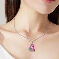 wholesale 925 Sterling Silver 925 Pink Crystal Angel Wings Heart Pendant Necklace Gift for Women-0-5