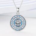 wholesale 925 Sterling Silver Round Turquoise Stone Pendant with Skull and Tree of Life Design - Memento Mori Necklace for Women Men Gifts-0-1