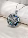 TOUPOP Sterling Silver Blue Crystal Daffodil Moon Flower Necklace-0-3