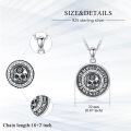 wholesale 925 Sterling Silver Round Pendant with Tree of Life and Skull Charm Necklace for Women Men Gothic s 47mm Diameter-0-4