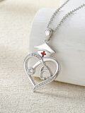 wholesale 925 Sterling Silver 925 with Cubic Zirconias Heart-Shaped Nurse Hat Pendant Necklace for Nurses and Doctors-0-3