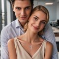 wholesale 925 Sterling Silver Aquamarine March Birthstone Cross Pendant Necklace with Rose Design-0-2