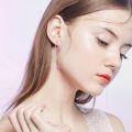 wholesale 925 Sterling Silver Pink Grape Enamel Long Chain Drop Earrings-0-2
