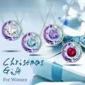 TOUPOP Sterling Silver Ruby Necklace Crystal Pendant for Women-0-2