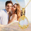 wholesale 14K Gold White Opal Teardrop Filigree Pendant Necklace (16-18)-0-5