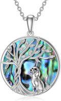 wholesale Sterling Silver Crystal Abalone Shell Animal Pendant Tree of Life Necklace-0-30