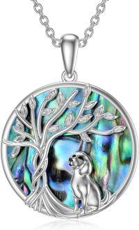 wholesale Sterling Silver Crystal Abalone Shell Animal Pendant Tree of Life Necklace-2-Abalone-Dog