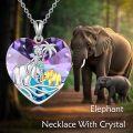 wholesale TOUPOP Christmas Gifts Elephant Necklace For Women Sterling Silver Crystal Mother And Daughter Or Son Jewelry -0-3