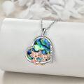 wholesale 925 Sterling Silver Abalone Shell Heart Pendant Necklace with Two Cute Axolotls - Love You Forever-0-1