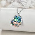wholesale 925 Silver Axolotl Heart Pendant Necklace Rose Gold Plated Zircon Abalone Love You Forever-0-1