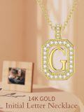 wholesale 14K Solid Gold Moissanite Initial Pendant Necklace A-Z 16 2mm Chain-0-1