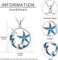 wholesale 925 Sterling Silver Starfish & Ocean Waves Necklace - Beach s for Women and Girls-0-2