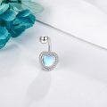 wholesale 925 Sterling Silver Moonstone & CZ Daisy Belly Ring – Elegant 10mm-11mm Heart Design for Daily, Beach, Party – Hypoallergenic, Gift Ready-0-2