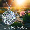 wholesale 925 Sterling Silver Abalone Shell Chakra Lotus Yoga Pendant Necklace-0-5