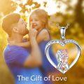 wholesale 925 Sterling Silver Heart-Shaped Love You Father Daughter Pendant Necklace Gift for Dad-0-2