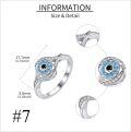 wholesale 925 Sterling Silver Blue Crystal Evil Eye Adjustable Ring for Women-0-4