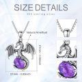 wholesale 925 Sterling Silver Purple Crystal Dragon Pendant Necklace-0-3