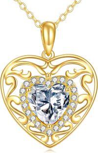 wholesale 14K Gold Heart-Shaped Moissanite Pendant Necklace - Elegant Jewelry for Her-1.5CT Moissanite Filigree Necklace