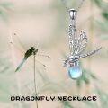 wholesale 925 Sterling Silver Blue Moonstone and Turquoise Dragonfly Pendant Necklace for Women-0-4