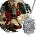 wholesale 925 Sterling Silver 925 Saint Michael Angel Protectus Shield Pendant Necklace  for Men's Jewelry-0-2