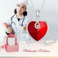 wholesale Sterling Silver Heart Crystal Stethoscope Necklace for Nurse Doctor Women-0-18