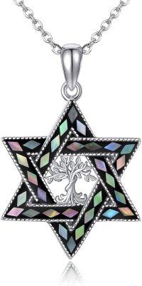 wholesale 925 Sterling Silver Tree of Life Star Of David Pendant Necklace with Mother-of-Pearl Inlay Jewellery Gifts for Women-Tree of Life