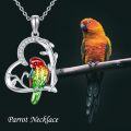 wholesale 925 Sterling Silver 925 Parrot Heart Pendant Necklace  for Women Valentine's Day Christmas Gifts-0-4