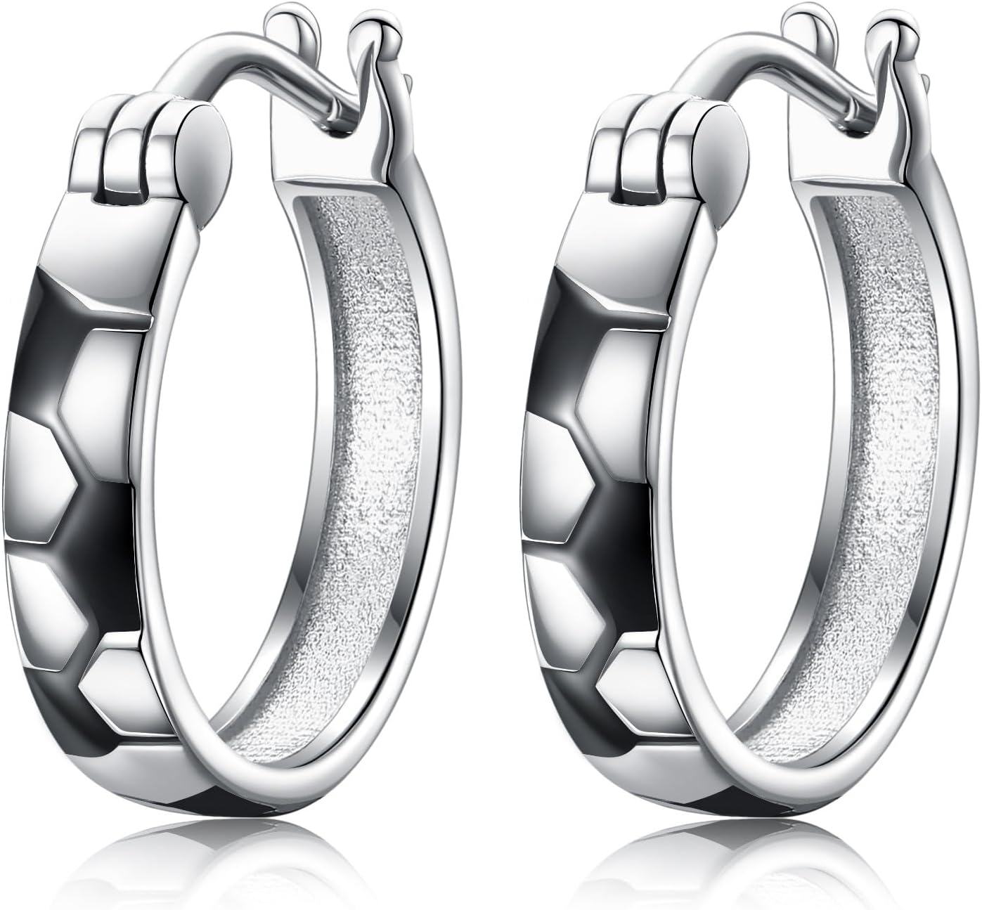 Sterling Silver Sports Hoop Earrings Baseball Soccer Huggie Earrings for Women Men-0-1