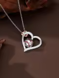 TOUPOP 925 Silver Stone Christmas Sports Heart Necklace Gift-0-2