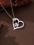 TOUPOP 925 Silver Stone Christmas Sports Heart Necklace Gift-0-2