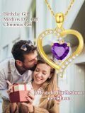 TOUPOP 14K Gold Birthstone Heart Pendant Necklace For Women-0-1