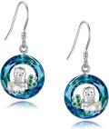 wholesale 925 Sterling Silver Round Crystal Dangle Earrings with Alpaca Design for Women-0-0